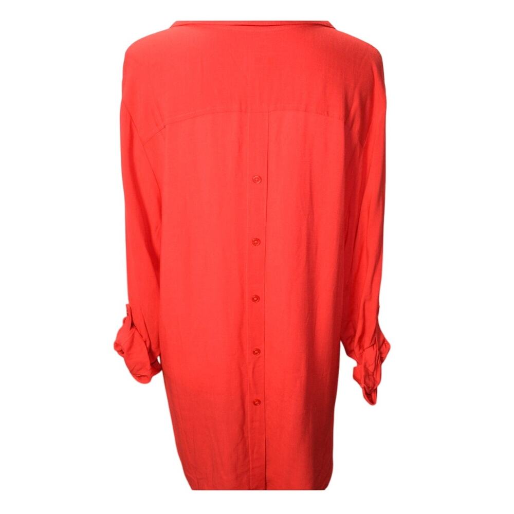 Chico's Women's Size 2 XL Red Roll Tab Sleeve Blouse Top Back Button Detail - Picture 3 of 10